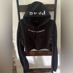 Black Cropped Hoodie